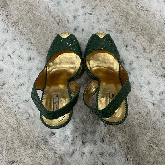 [8]🐊Killer Crocodile Peep Toe Heel | Women’s|Report Signature| Snakeskin Green - Picture 5 of 11